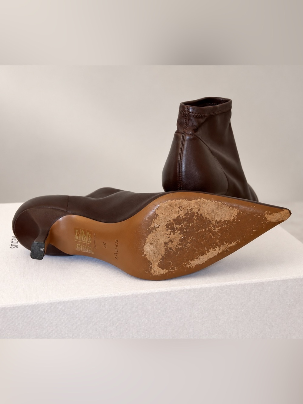 NEOUS Nosa Dark Chocolate Leather Ankle Boots EU 37 - Picture 4 of 6